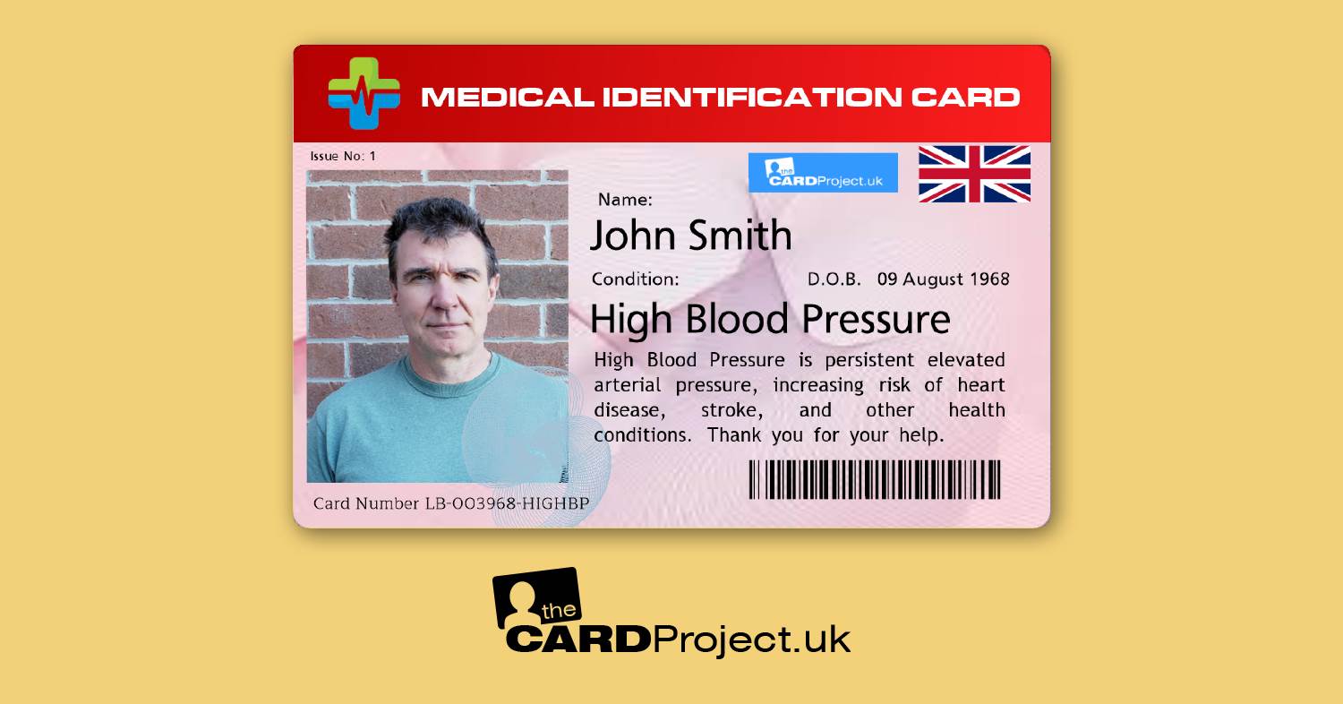 High Blood Pressure Premium Photo Medical ID Card 